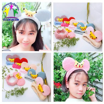 Băng đô rửa mặt trang điểm cute tai chuột Mickey Pikachu
