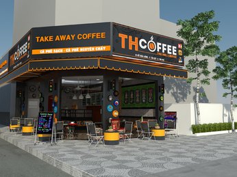 Mô hình mẫu thiết kế quán Cafe Beer góc 2 mặt tiền bắt mắt