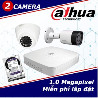 Lắp đặt trọn gói camera Ninh Thuận 2 Camera DAHUA HD