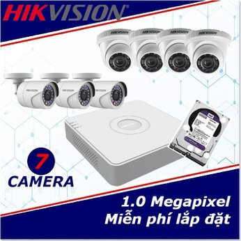 Camera Trọn Gói 7 Camera HIKVISION 1mp HD