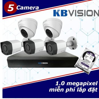 Camera Trọn Gói 5 Camera KBVISON 1.0mp