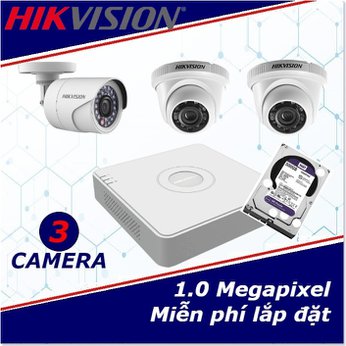 Camera Trọn Gói 3 Camera HIKVISION  1mp HD 