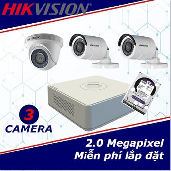 Camera trọn gói 3 camera HIKVISION 2 mp full HD