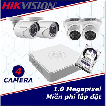 Camera Trọn Gói 4 Camera HIKVISION  1mp HD
