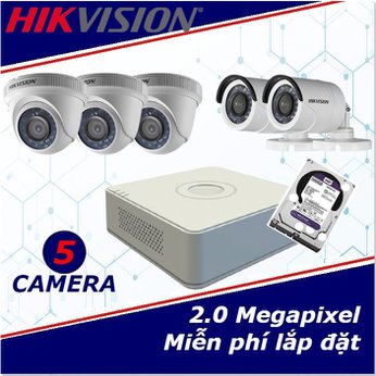 Camera trọn gói 5 camera HIKVISION 2 mp full HD