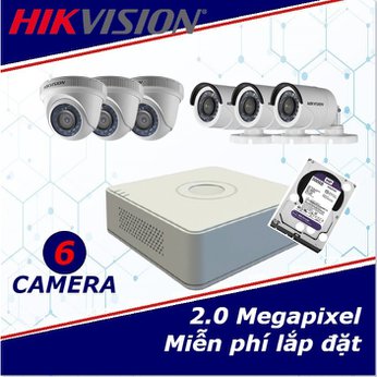 Camera trọn gói 6 camera HIKVISION 2 mp full HD