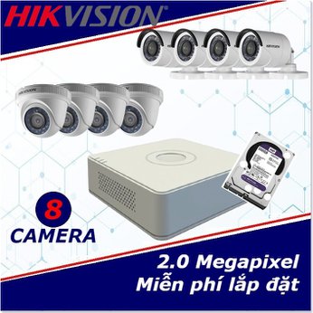 Camera trọn gói 8 camera HIKVISION 2 mp full HD