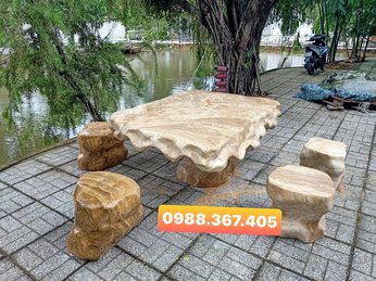 Mua bán bàn ghế đá tự nhiên nguyên khối đẹp tại Nghệ An