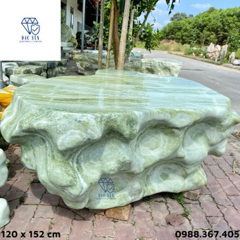 Bàn ghế đá xanh nguyên khối - KT 120 x 152 cm