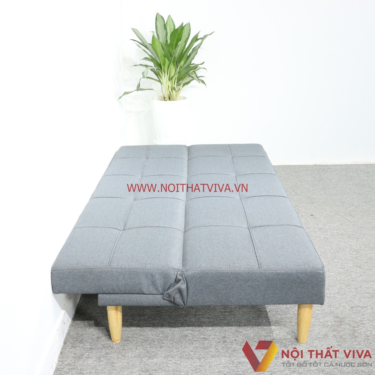 Ghế Sofa Gấp Gọn Thành Giường Ngủ Bọc Nỉ Màu Xám Hiện Đại Đẹp Giá Rẻ