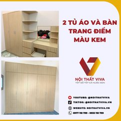 Giao Lắp 2 Tủ Quần Áo Hiện Đại Giá Rẻ Và Bàn Trang Điểm Màu Kem