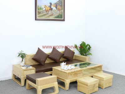 Bàn ghế gỗ sồi Nga phòng khách chất lượng cao cấp, tinh tế trong kiểu dáng