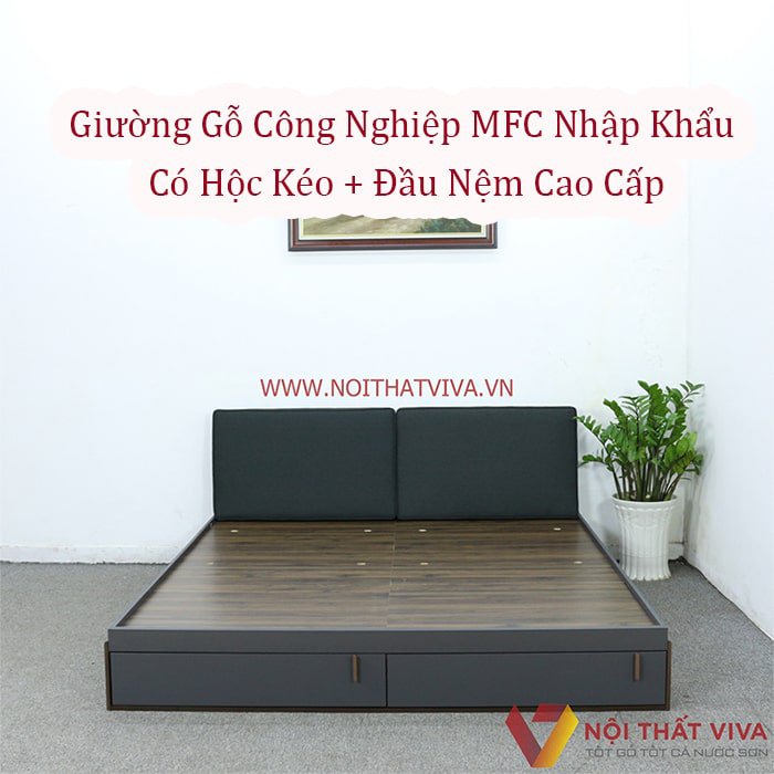 Mẫu giường gỗ công nghiệp giá rẻ, thiết kế sang trọng, bắt mắt.