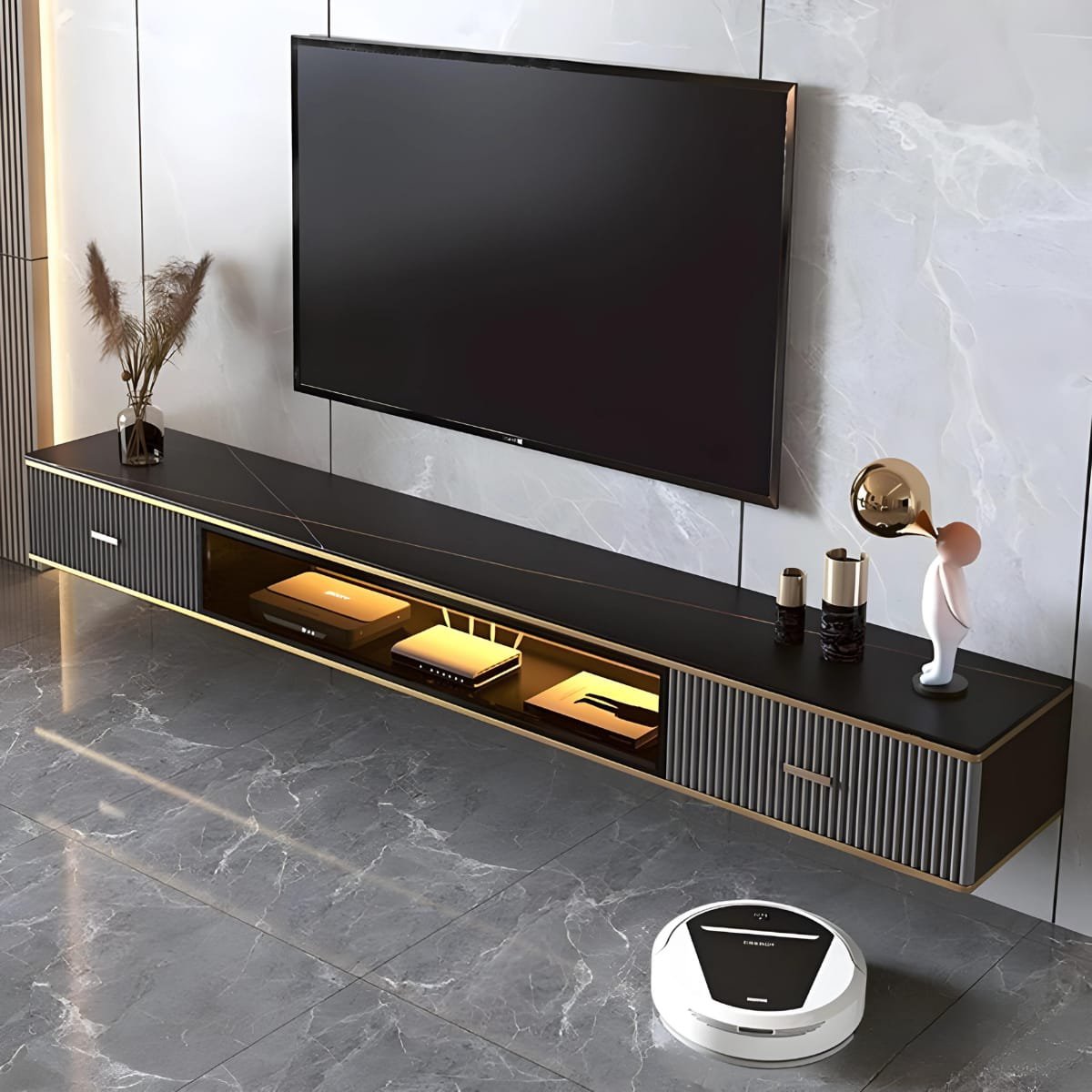 Kệ Gỗ Tivi Treo Tường Phòng Khách Thiết Kế Hiện Đại Tinh Xảo