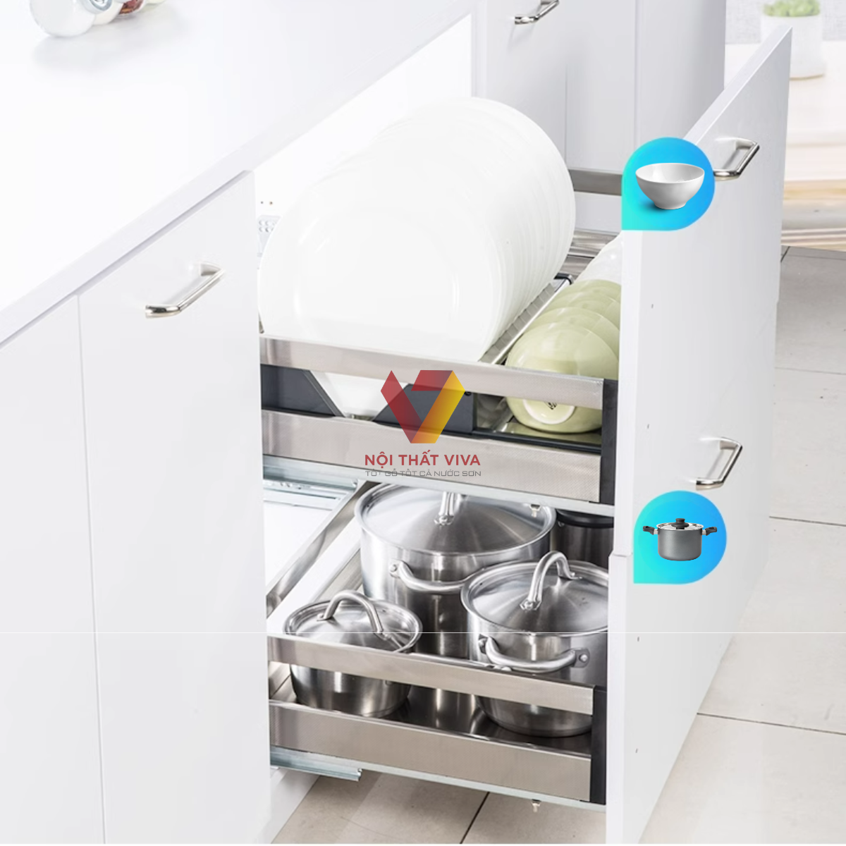Tổng hợp cách lựa chọn kệ để xoong nồi trong tủ bếp phù hợp nhà bếp của bạn