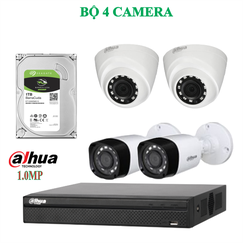 Trọn Bộ 04 Camera Dahua 1.0MP Chính Hãng