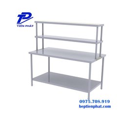 Bàn inox có kệ 2 tầng trên bàn 