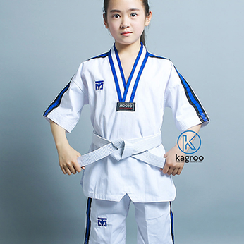 Võ Phục Tay Ngắn Taekwondo - Hiệu Mooto - Vải Sọc Ttăm