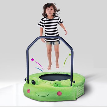 Bạt Nhún Nhỏ 96cm - Tay Vịn - con ếch (Mini Trampoline With Handle - Frog 38inch) - KR38in-HDL- FROG