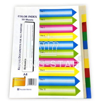 Phân trang nhựa 10 màu - không số (10 A4 Color Index Dividers)