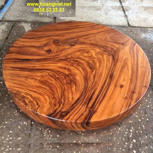 Mặt bàn tròn gỗ me tây đường kính 1m2 dày 12cm