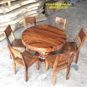 Bàn ghế gỗ còng đường kính 115cm dày 9.5cm