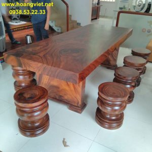 Bộ bàn ghế gỗ nguyên tấm 90x12x250cm