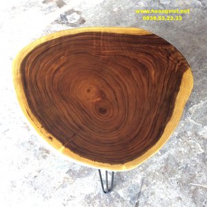 Mặt bàn gỗ me tây tròn tự nhiên đường kính 80-90cm dày 7cm